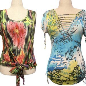 Alberto Makali 2-Top Bundle | Embellished Prints | Size M